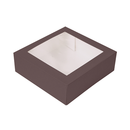 Image BOÎTES PÂTISSERIES AVEC FENÊTRE 'THEPACK' 250 G/M2 + OPP 23x23x7,5 CM CHOCOLAT CARTON ONDULÉ NANO-MICRO (200 UNITÉ) #1