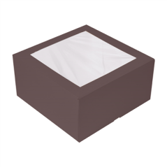 Image BOÎTES PÂTISSERIES AVEC FENÊTRE 'THEPACK' 250 G/M2 + OPP 24x24x12 CM CHOCOLAT CARTON ONDULÉ NANO-MICRO (100 UNITÉ) #1