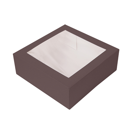 Image BOÎTES PATISSERIES AVEC FENÊTRE 'THEPACK' 250 G/M2 + OPP 26x26x8 CM CHOCOLAT CARTON ONDULÉ NANO-MICRO (100 UNITÉ) #1
