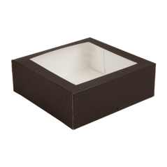 Image BOÎTES PÂTISSERIES AVEC FENÊTRE 'THEPACK' 250 G/M2 + OPP 28x28x10 CM CHOCOLAT CARTON ONDULÉ NANO-MICRO (100 UNITÉ) #1