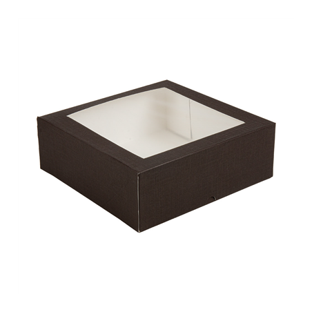 Image BOÎTES PÂTISSERIES AVEC FENÊTRE 'THEPACK' 250 G/M2 + OPP 28x28x10 CM CHOCOLAT CARTON ONDULÉ NANO-MICRO (100 UNITÉ) #1