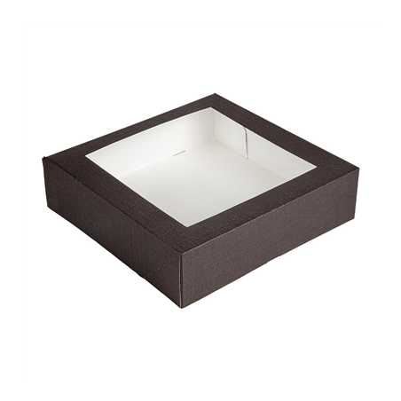 Image BOÎTES PATISSERIES AVEC FENÊTRE 'THEPACK' 250 G/M2 + OPP 30x30x8 CM CHOCOLAT CARTON ONDULÉ NANO-MICRO (100 UNITÉ) #1