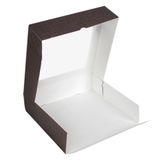 Image BOÎTES PATISSERIES AVEC FENÊTRE 'THEPACK' 250 G/M2 + OPP 30x30x8 CM CHOCOLAT CARTON ONDULÉ NANO-MICRO (100 UNITÉ) #4