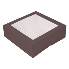 Image BOÎTES PÂTISSERIES AVEC FENÊTRE 'THEPACK' 250 G/M2 + OPP 32x32x10 CM CHOCOLAT CARTON ONDULÉ NANO-MICRO (100 UNITÉ) #1