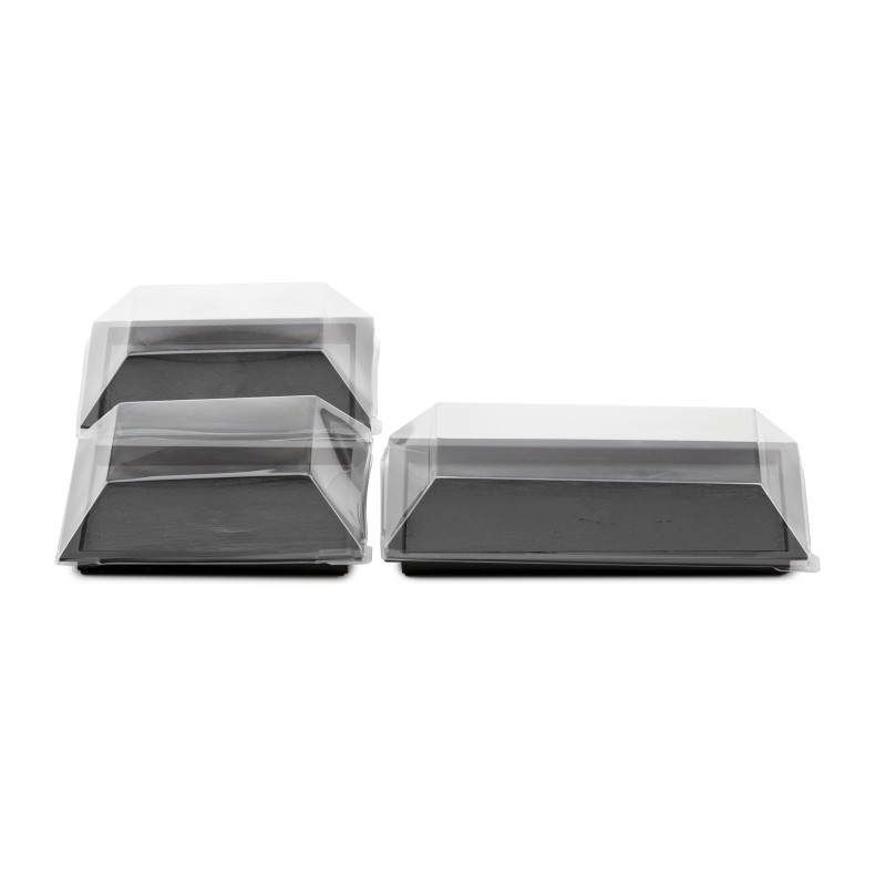 KIT ASSIETTES CUBIK NOIR "VERSION B" + COUVERCLES