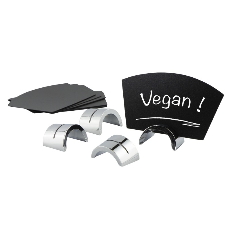 PORTE-ÉTIQUETTES CHROMÉ + 2 ÉTIQUETTES NOIRES PORTE-ÉTIQUETTES CHROMÉ + 2 ÉTIQUETTES NOIRES