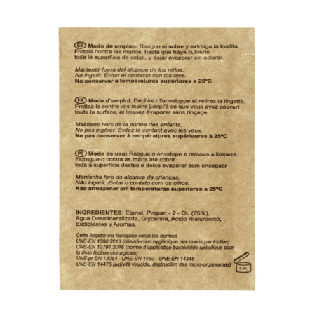 Sachet lingette désinfectante hydroalcoolique