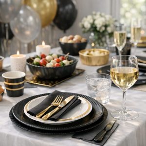 vaisselle jetable chic illustration for Vaisselle Jetable : Ambiance Chic pour Anniversaire Adulte